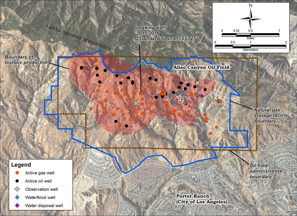 Site of the Aliso Canyon/Porter Ranch gas leak by Southern California Gas Co. in October 2015